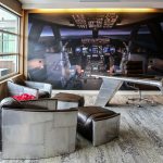 The Everett Courtyard by Marriott features this popular aerospace-themed sitting area and meeting rooms with the names First Class Boardroom, Hangar Room and Flight Deck. The downtown Everett hotel is one of several new hotels that have recently opened or are planned to open in Snohomish County. (Kevin Clark / The Herald)