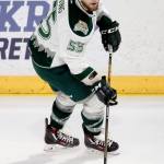 The Silvertips&rsquo; Aaron Irving looks to pass during a game against Spokane this past Sunday afternoon at Xfinity Arena. (Kevin Clark / The Herald)