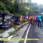 Locals and authorities stand at the fatal crash site of MLB player Yordano Ventura near Juan Adrian, Dominican Republic, Sunday, Jan. 22, 2017. Ventura was a pitcher for the Kansas City Royals whose electric arm and confident demeanor helped lead to a long-awaited World Series championship in 2015. He died in this car crash in his native Dominican Republic early Sunday. He was 25. (Dominican Republic Highway Police and Military Commission, via AP)
