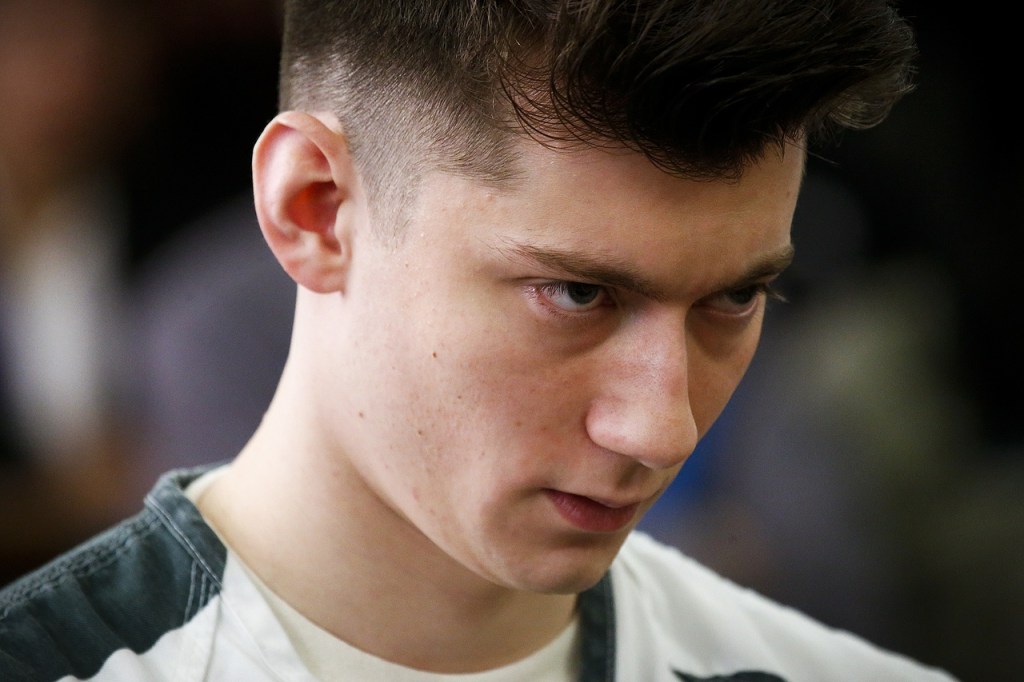 Allen Ivanov appears in court on Thursday, Jan. 12 in Everett. Ivanov was sentenced to life in prison without the possibility of parole for carrying out the July 30 Mukilteo shooting. (Ian Terry / The Herald)