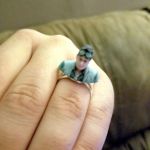 Evan Kushin, 34, a bartender who also works in events production, wanted to propose to his girlfriend in &lsquo;a cute and unique way.&rsquo; He got a bust of himself from People Prints3D and madeit into a ring. (Evan Kushin photo)
