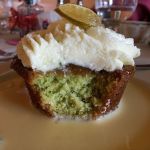 A key lime cupcake, served in a lake of crème anglaise and garnished with a candied lime slice, is $3 at Sno-Isle TECH&rsquo;s fine-dining restaurant. (Ben Watanabe photo)
