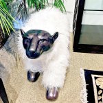 Maitland-Smith did a quirky polar bear stool/footrest with white faux fur. (Patricia Sheridan / Pittsburgh Post-Gazette / TNS)