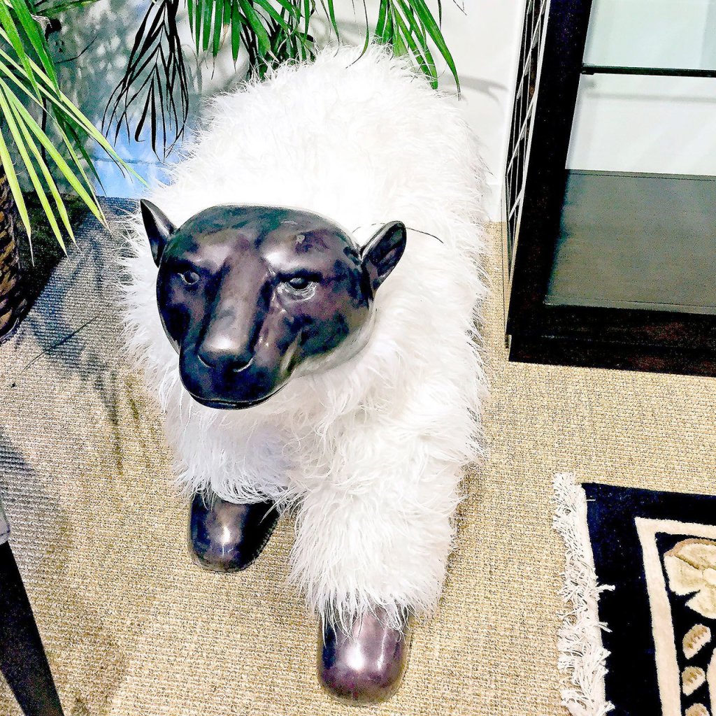 Maitland-Smith did a quirky polar bear stool/footrest with white faux fur. (Patricia Sheridan / Pittsburgh Post-Gazette / TNS)