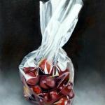 &ldquo;Bag of Cherries&rdquo; is an oil by Dinah Stevevi, displayed at the Matzke Fine Art Gallery on Camano Island.