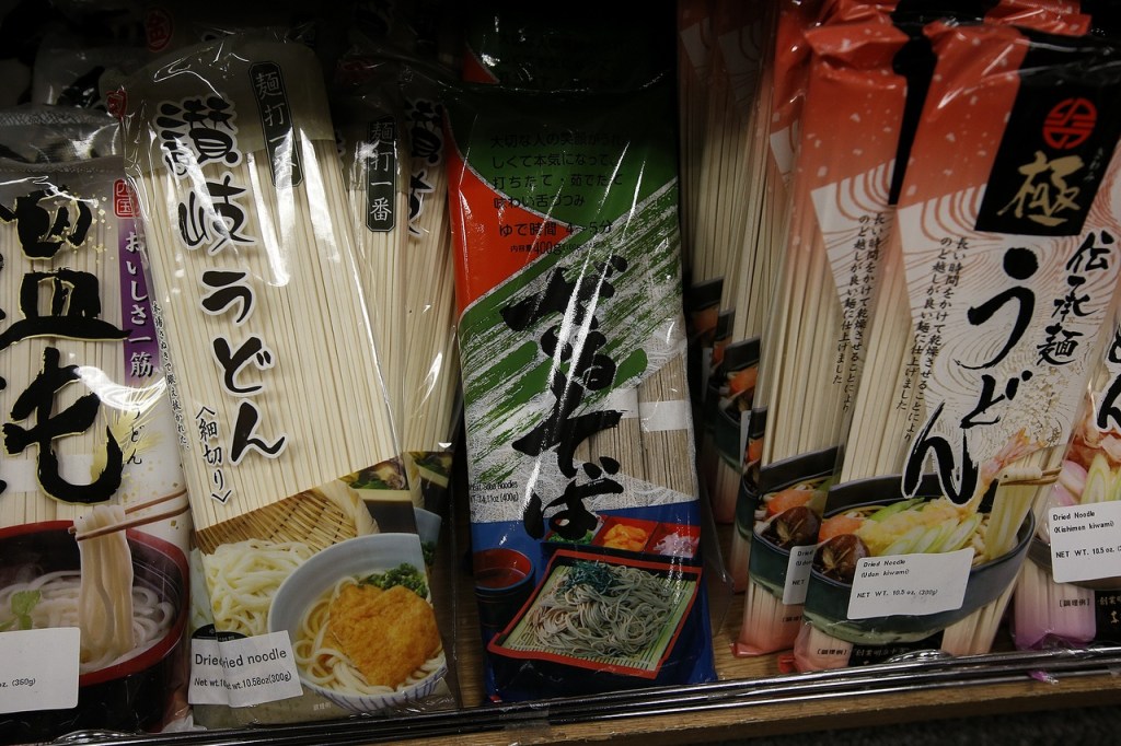 Soba noodles are cheap at just $1.50 at Daiso inside Alderwood mall in Lynnwood. (Ian Terry / The Herald)