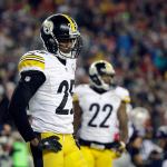 Pittsburgh Steelers cornerback Artie Burns (25) looks down after New England Patriots wide receiver Julian Edelman scored a touchdown during the second half of the AFC championship. (AP Photo/Steven Senne)