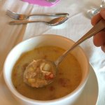 A hearty and creamy salmon chowder is paired with your entrees at Le Bistro. (Ben Watanabe photo)