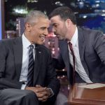 President Barack Obama talks with Jimmy Kimmel in October in between taping segments of Jimmy Kimmel Live! at the El Capitan Entertainment Center in Los Angeles. (AP Photo/Susan Walsh, File)