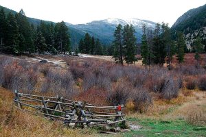 ADVANCE FOR THE WEEKEND OF OCT. 29-30 AND THEREAFTER - Upper Potosi hot springs are seen in an Oct. 19, 2016 photo, about eight miles outside of Pony, Mont. Visible in the distance are the Tobacco Root Mountains. (Whitney Bermes/Bozeman Daily Chronicle via AP)
