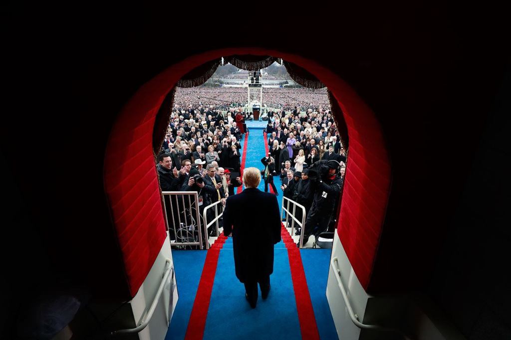 President-elect Donald Trump arrives on Capitol Hill in Washington on Friday, Jan. 20, for his inauguration. (Doug Mills/Pool Photo via AP)