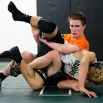 Marysville Getchell&rsquo;s Michael Stewart (top) and Trey Padgett wrestle during practice on Feb. 8, 2017 in Marysville. (Andy Bronson / The Herald)