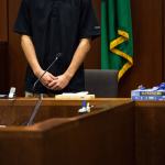 Guillermo Padilla, 17, testifies at the Snohomish County Courthouse on Monday, Feb. 27 in Everett. Padilla, who pleaded guilty to second-degree murder in the shooting, told jurors that Diego Tavares took Padilla&rsquo;s .22-caliber gun the morning Anthony Camacho was shot to death. (Daniella Beccaria / The Herald)