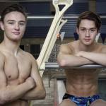 Glacier Peak&rsquo;s Connor May and Snohomish&rsquo;s Zachary Thomas will compete for state titles in diving this weekend. (Kevin Clark / The Herald)