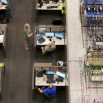 Employees work on computers at Boeing&rsquo;s final assembly facility in North Charleston, South Carolina. (Travis Dove / Bloomberg)