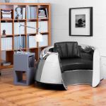 This DC-9 Pratt & Whitney JT8D engine cowling has been converted into a sleek leather chair. (The Boeing Store)