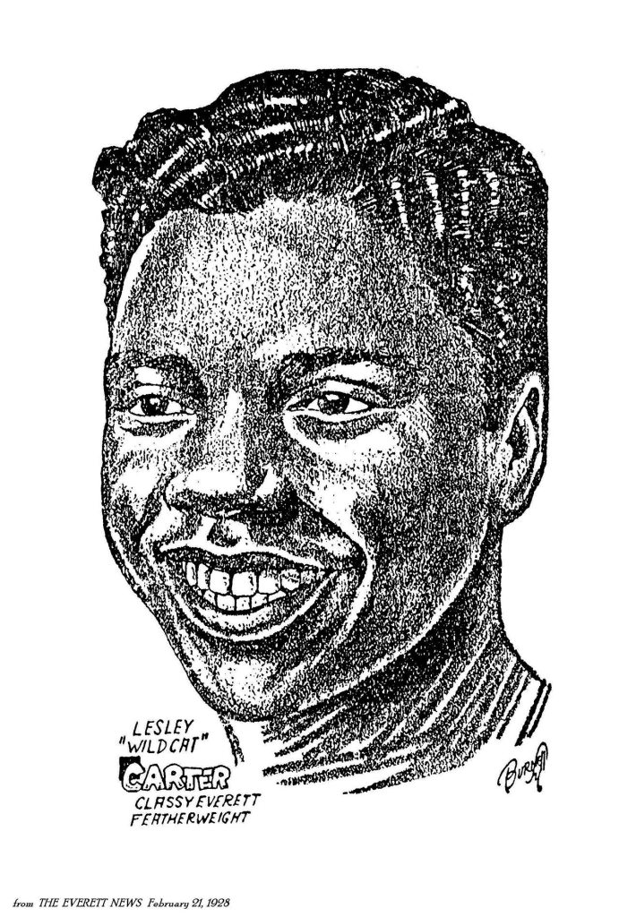 A portrait of featherweight boxer Leslie &ldquo;Wildcat&rdquo; Carter that ran in The Herald on Feb. 21, 1928. (Courtesy Everett Public Library)