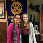 Cassie Franklin, South Everett-Mukilteo Rotary president, congratulates Student of the Month Mikayla Wood. (Contributed photo)