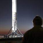 A SpaceX Falcon 9 rocket booster is seen in Los Angeles on Jan. 17. (Chuck Bennett/Los Angeles Daily News)