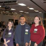 Edmonds Community College Foundation scholarship recipients (from left) Linh Tran, Naol Debele, and Leah Lesperance prepare to speak to Breakfast of Champions attendees Jan. 18 about the positive impact of receiving scholarships. (Contributed photo)