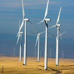 In this Oct. 29, 2008, file photo, wind turbines dot the landscape east of Wasco, Ore. In Washington, the state gets about 7 percent of its electricity from wind generation, but no turbine projects are being built or are currently planned. (Jamie Francis/The Oregonian via AP, File)