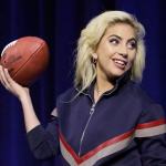 Lady Gaga limbers up for her halftime performance at the Super Bowl on Sunday. (David J. Phillip / Associated Press)