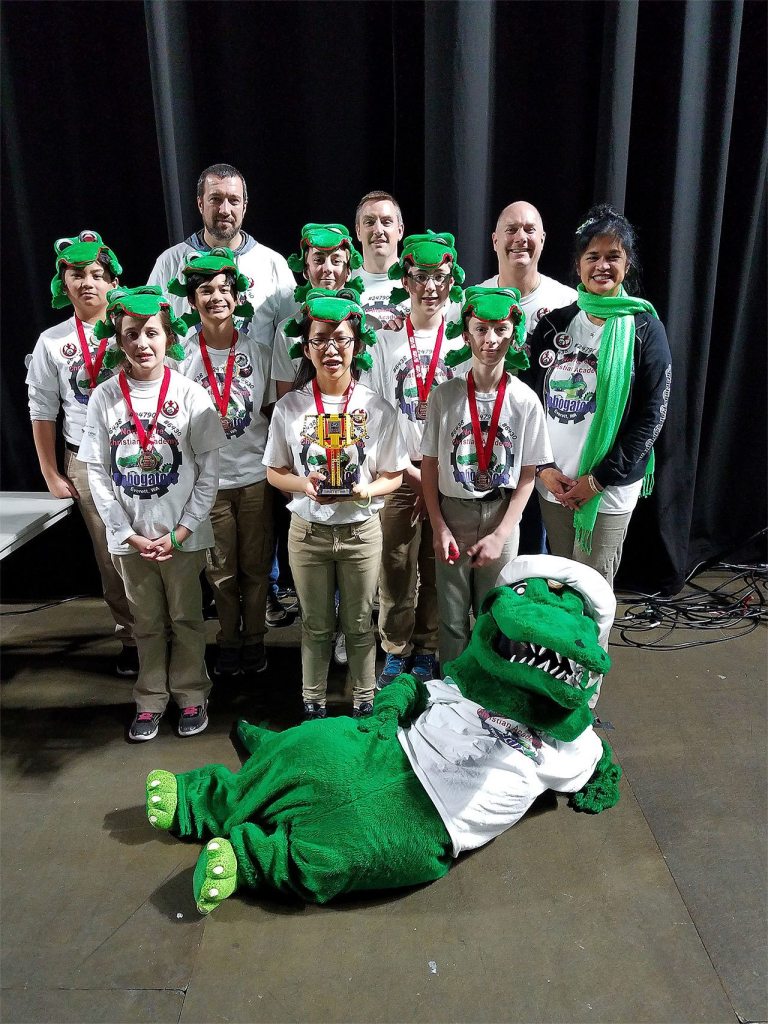 Team 6438 Robogators Blue from Northshore Christian Academy in Everett advanced to the FIRST Lego League Western Washington State Championship, Feb. 4 in Kent. The team had one of the highest-scoring robots in the competition. They were regional champions at a qualifying contest in December. (Contributed photo)