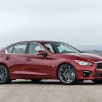 The 2017 Infiniti Q50 Red Sport 400 is powered by a 400-horsepower twin turbo V6 engine.