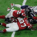 Patriots&rsquo; Julian Edelman catches a pass during the second half of the Super Bowl game against the Falcons, Sunday in Houston. (AP Photo/Charlie Riedel)