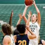 Jackson&rsquo;s Lauren Schillberg goes up for a shot during a game against Mariner on Wednesday at Jackson High School. Jackson won 65-51. (Kevin Clark / The Herald)