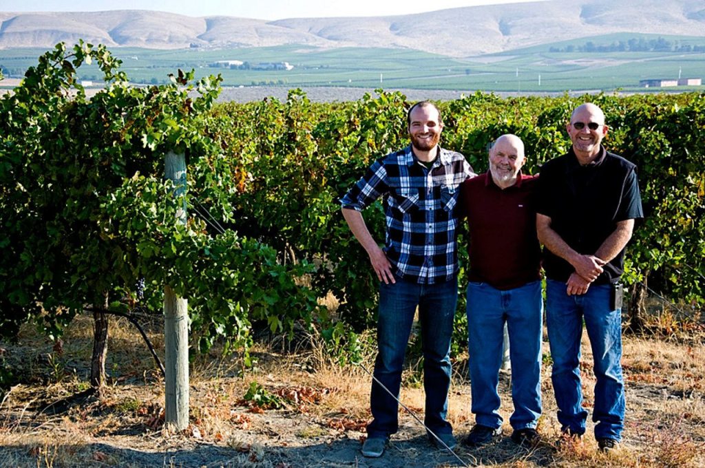 Kiona Vineyards and Winery is operated by three generations of the Williams family &mdash; JJ, his grandfather, John, and his father, Scott. John planted the first vines on Red Mountain in 1975 with friend Jim Holmes. (Courtesy of Kiona Vineyards)