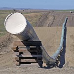 This Sept. 29, 2016 photo, shows a section of the Dakota Access Pipeline under construction near the town of St. Anthony in Morton County, North Dakota. (Tom Stromme/The Bismarck Tribune via AP, File)