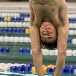 Glacier Peak&rsquo;s Connor May practices Wednesday afternoon at the Snohomish Aquatic Center on February 15, 2017. (Kevin Clark / The Herald)