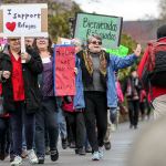 Marchers make their way from Trinity Episcopal Church Sunday afternoon in Everett on February 26, 2017. (Kevin Clark / The Herald)