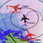 Three planes are seen on a monitor during a flight to test NextGen technologies for improved air traffic efficiency on Thursday, Feb. 9. (Ian Terry / The Herald)