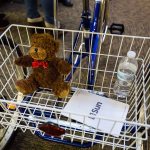 Quinn Schmitz&rsquo;s teddy bear sits in the rear basket of her new tricycle at ATI Physical Therapy in Everett. (Daniella Beccaria / The Herald)