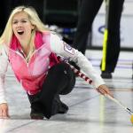 Cristin Clark shouts instruction to her team&rsquo;s sweepers Sunday night during the 2017 USA Curling Nationals at Xfinity Arena in Everett on February 12, 2017. (Kevin Clark / The Herald)