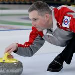 Lynnwood&rsquo;s Brady Clark practices on Feb. 8, 2017, at the Granite Curling Club in Seattle. (Kevin Clark / The Herald)