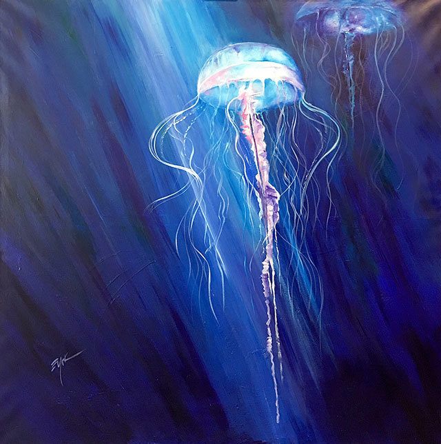Elizabeth York&rsquo;s painting &ldquo;Ascending&rdquo; is exhibited through March 9 at the lobby of the Artspace Everett Lofts adjacent to the Schack Art Center in Everett.