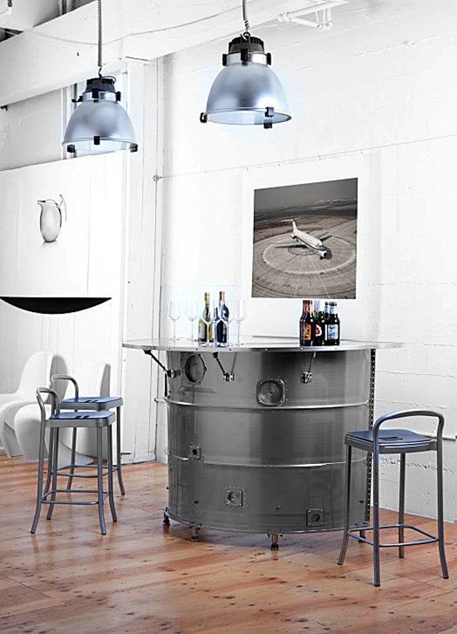 This wine bar is made from a DC-9/MD-80 rear-mounted turbofan engine. It&rsquo;s one of the pieces of The Boeing Store&rsquo;s Custom Hangar product line. The bar retails for $9,500. (The Boeing Store)