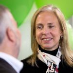 Fortive Senior Vice President Barbara Hulit speaks with Jim Lico, the company&rsquo;s CEO, at the opening of Fortive Business System University in January in Everett. (Andy Bronson / The Herald)