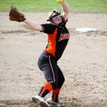 Monroe&rsquo;s McKenzie Schulz delivers a pitch during a game against Jackson on March 31, 2017, at Jackson High School. (Ian Terry / The Herald)