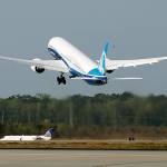 The new Boeing 787-10 Dreamliner lifts off from the runway for its first flight at Charleston International Airport in North Charleston, S.C., on Friday. (AP Photo/Mic Smith)