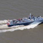 The PT 305 cruises with guests Thursday on Lake Pontchartrain, where she was originally tested by Higgins Industries more than 70 years ago, in New Orleans. (AP Photo/Gerald Herbert)