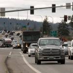 Traffic inches along 172nd St NE on Monday in Arlington. (Andy Bronson / The Herald)