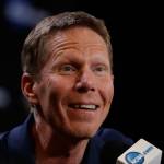 Gonzaga men&rsquo;s basketball coach Mark Few listens to a question Thursday after a practice session for the NCAA Final Four in Glendale, Arizona. (AP Photo/David J. Phillip)