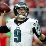 In this photo from Oct. 26, 2014, Philadelphia Eagles quarterback Nick Foles throws a pass against the Arizona Cardinals during the first half of an NFL football game in Glendale, Arizona. (AP Photo/Ross D. Franklin, File)