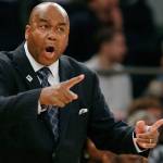 Georgetown men&rsquo;s basketball coach John Thompson III gestures toward his players during the first half of an NCAA college basketball game against Duke in November of 2015. Georgetown fired Thompson on Thursday. (AP Photo/Kathy Willens, File)