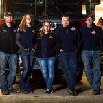 From left, fire Capt. Tim Harper, firefighters Cyndy Olson and Cindy Reynolds, chaplain Joel Johnson and firefighter Bill Reynolds at the Oso fire station on Tuesday, Feb. 21. Harper, Olson, Johnson and the Reynoldses managed the $500,606 in donations that came in after the 2014 mudslide. (Daniella Beccaria / The Herald)