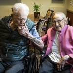 Eldon and Doris Piercy, of Edmonds, are celebrating their 70th wedding anniversary Friday. (Ian Terry / The Herald)
